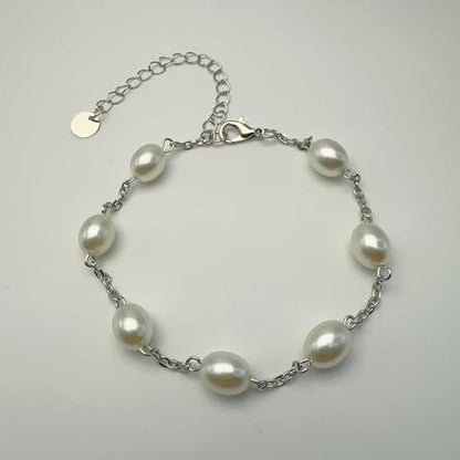 Anklet for Women Layered Anklets Women Double Heart Silver Bohemian Pearls Flat Chain Ankle Bracelet Charm Beaded Dainty Foot Jewelry Heart Charm Dainty Layer Anklets Trendy - color: Silver Pearl