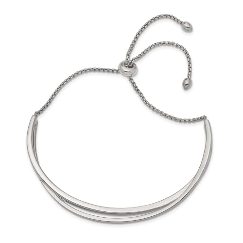 Chisel Crystal Adjustable Bangle Bracelet in Stainless Steel