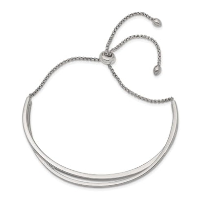 Chisel Crystal Adjustable Bangle Bracelet in Stainless Steel