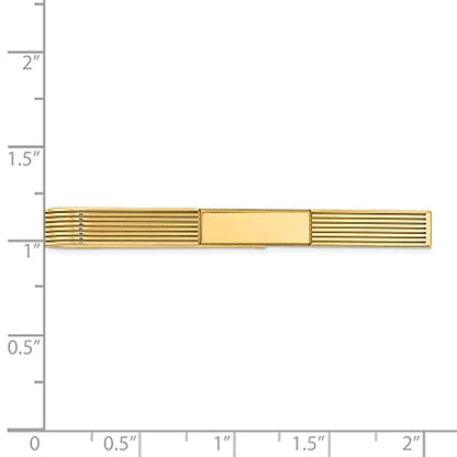 The Black Bow 14K Yellow Gold Striped & Polished Tie Bar, 50mm