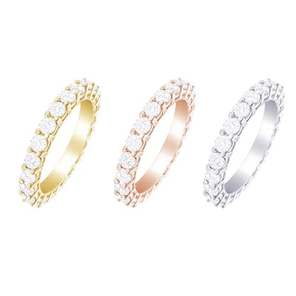 1-10 Carat 14K White Gold LAB GROWN Diamond Eternity Wedding Anniversary Stackable Ring Band for Women Ultra Premium Collection (E-F Color VS2-SI1 Clarity) | 14K White Gold Round Cut Anniversary Stackable Eternity Ring for Women in Solid Gold E-F Color, V