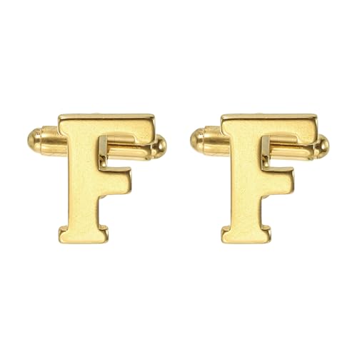 PATIKIL Initial Cufflinks, Classic Alphabet Stainless Steel Men Cuff Links 26 Letters A-Z with Box for Men Father Husband Weddings Gift Business Birthday - style: Letter F