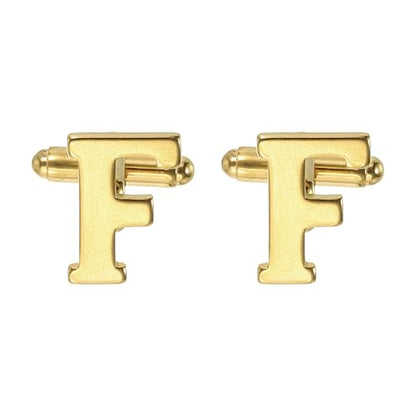 PATIKIL Initial Cufflinks, Classic Alphabet Stainless Steel Men Cuff Links 26 Letters A-Z with Box for Men Father Husband Weddings Gift Business Birthday - style: Letter F