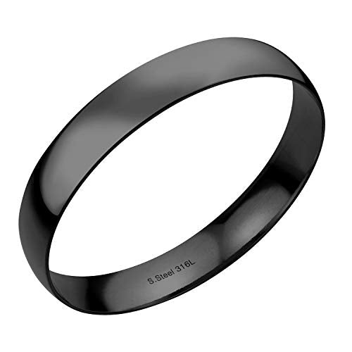 555Jewelry 12mm Wide Stainless Steel Solid Slip On Bangle Bracelet for Women With Small Wrist - color: Black (Small)