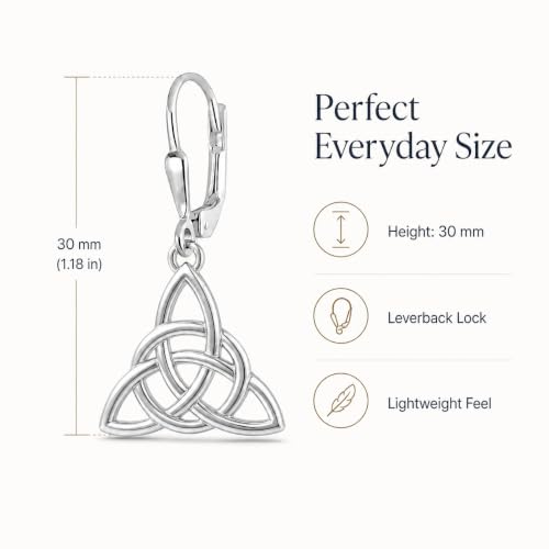 LeCalla 925 Sterling Silver Leverback Drop Earrings | Lightweight Italian Teardrop Dangle Earring for Women - color: Celtic Knot Drop