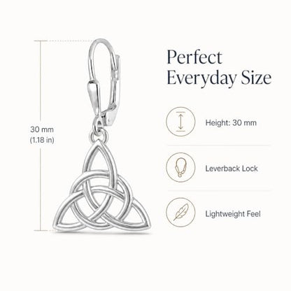 LeCalla 925 Sterling Silver Leverback Drop Earrings | Lightweight Italian Teardrop Dangle Earring for Women - color: Celtic Knot Drop