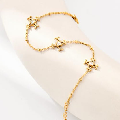 Cicy Bell Hand Chain Bracelets for Women 18K Gold Plated | Layered Stackable Dainty Ring Bracelets, Adjustable Satellite Bead Dot Link Finger Bracelets - color: Style I-Gold