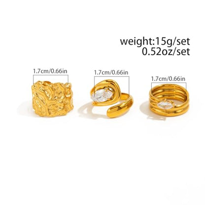 Chunky Gold Rings for Women Rhinestone Stackable Knuckle Ring Set Open Adjustable Statement Ring Set Dainty Crown Cross Midi Rings Fashion Jewelry Gift for Women - color: Gold3