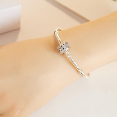 KEQ Clip Spacer Charm for Bracelet 925 Silver Pave Cubic Zirconia Clip Lock Stopper Bead Spacer For Women Bracelets Stopper Birthday Gifts European Openable Beads 2pcs - color: Starstar