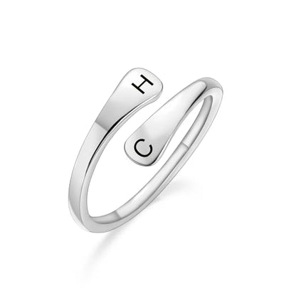 INBLUE Personalized 925 Sterling Silver Spiral Twist Ring for Women Customized Engraving Name/Date with Birthstones Adjustable Open Wrap Band Promise Ring Gift for Wedding Engagement - color: Style B1