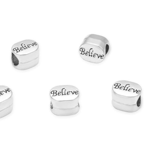 40pcs I Believe Large Hole Beads (4.5mm Hole) Antique Silver - size: Believe Bead