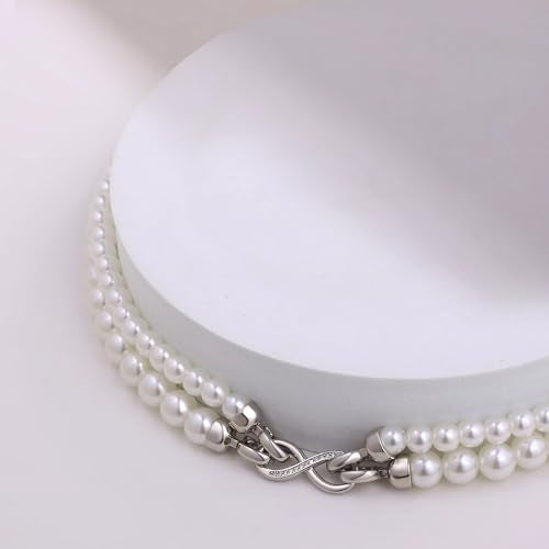 Layered Pearl Necklace for Women Pearl Choker Chain Necklaces - style: Layered