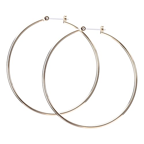 LOKUMI Resin Post Hoop Earrings | Hypoallergenic & Nickel-Free | Made in Japan | Available in 6 sizes and 3 finishes: Silver, 24K Gold, and Pink Gold - color: 50mm 24K gold plated