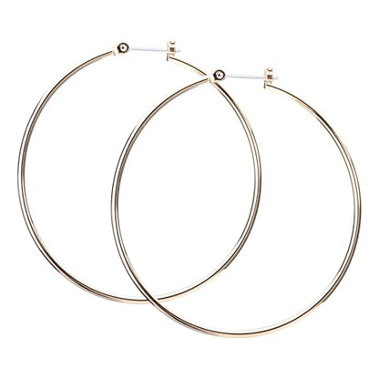 LOKUMI Resin Post Hoop Earrings | Hypoallergenic & Nickel-Free | Made in Japan | Available in 6 sizes and 3 finishes: Silver, 24K Gold, and Pink Gold - color: 50mm 24K gold plated