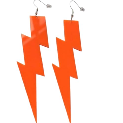 80s 90s Neon Earrings Fluorescence Retro Acrylic Lightning Drop Dangle Earring for Women Party Jewelry - color: orange