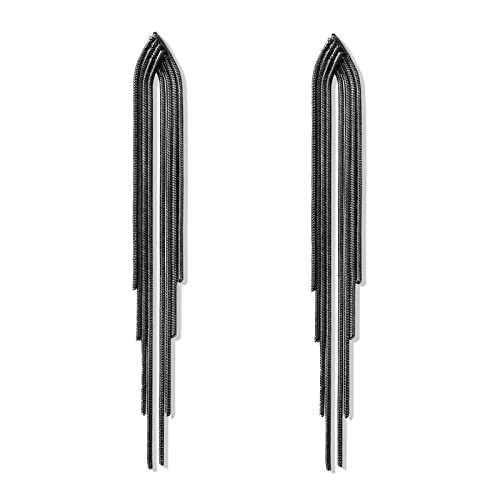 Long Earrings for Women Dangling Black Tassel Earrings Fringe Earrings Formal Elegant Earrings Bridesmaid Jewelry - style: Black