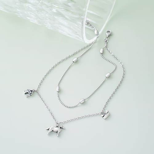 CHIC & ARTSY 925 Sterling Silver Ankle Bracelets for Women, Adjustable Layered Foot Chains with Nature & Symbol Charms, Lightweight Comfort Fit Boho Beach Everyday Jewelry - color: # Dogs Anklet
