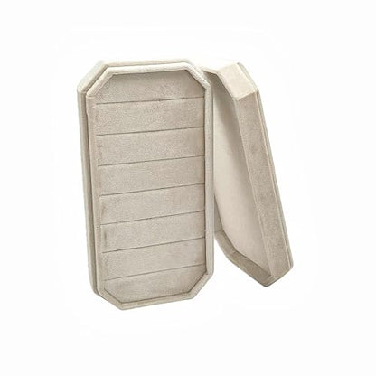 Velvet Ring Organizer Box - Ring Jewelry Box for Rings Earring, Jewelry Tray Rings holder Display Case for Girl Women (8.07"x4.13"x2.16") -PRB024-Beige - color: Beige