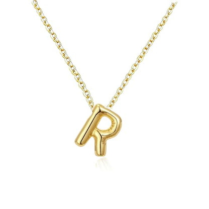 Gold Initial Necklace for Teen Girls Women Letter necklaces Jewelry Gifts | Gifts for Girls Women, Teen Girl Gifts Trendy Stuff, Bubble Letter Pendant Necklace - style: R