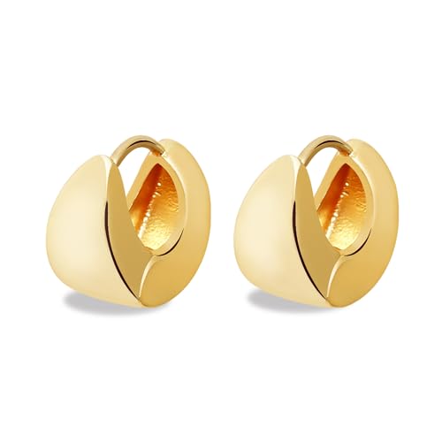 Small Chunky Gold Hoop Earrings For Women, 14k Gold Thick statement huggie hoop earrings Trendy Hoop Earrings Set Hypoallergenic Fashion Earrings - color: Triangle hoop-Gold