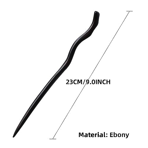 Hair Sticks for Buns 9.0" Ebony Hair Chopsticks for Women Long Hair Simply Wooden Hair Pin sticks (1-Ebony 9") - color: 1-Ebony 9"