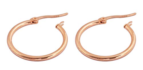 Rounded Hoops Earrings (20mm-60mm Diameter) - color: Rose Gold 20mm