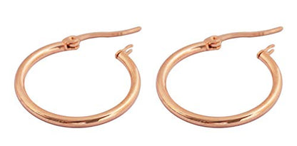 Rounded Hoops Earrings (20mm-60mm Diameter) - color: Rose Gold 20mm