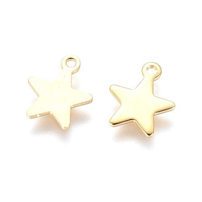 Mega Pet 200pcs Stainless Steel Star Pendants Charms Golden Celestial Star Jewelry Charms DIY Accessories for Bracelets Necklaces Jewerly Making - size: 10x8x0.8mm#Star