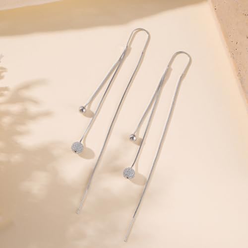 Silver Dangle Earrings Women Dangling Drop Bridesmaid Wedding Prom Jewelry - color: Silver disc drop