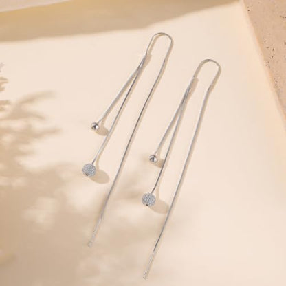 Silver Dangle Earrings Women Dangling Drop Bridesmaid Wedding Prom Jewelry - color: Silver disc drop