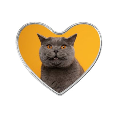 Custom Pins with Logo - Customized Buttons for men Women Customized pin - color: Heart and Silver