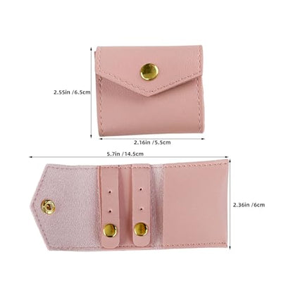 Wakauto 3pcs Foldable Jewelry Travel Organizer Bag with Buckle, Portable Pu Small Roll-up Case for Rings Earrings Necklaces, Multi-compartment Storage for Business Journeys and Travel