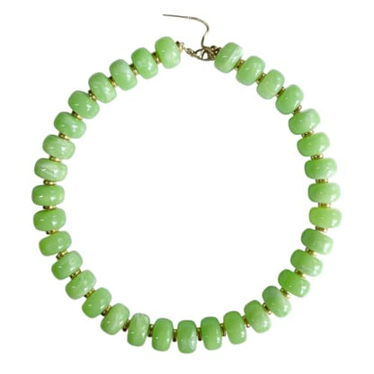 Colorful Chunky Resin Beaded Choker Necklaces for Women | Multicolor Beads, Sturdy Metal Chain, Adjustable, Detachable, Lightweight, Summer Beach Boho, Trendy Statement Jewelry Gift - color: Teal