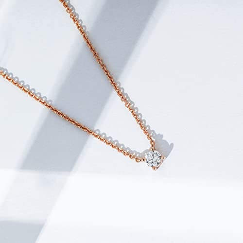 Amazon Essentials Necklace for Women, 14K Brass Chain with Cubic Zirconia Solitaire Pendant - color: Rose Gold