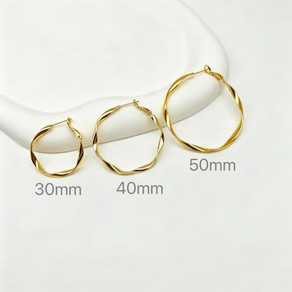 Rose/White/18k Gold Plated Hoop Earrings Lightweight Hoop Earrings For Women Loop Earrings 1in 2in - color: Yellow Gold, size: 50mm