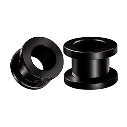 Pair of 316L Surgical Steel Black Anodized Screw-fit Piercing Jewelry Ear Stretching Lobe Plugs flesh Tunnel Earring - style: B03 2Pcs 00g (10mm)