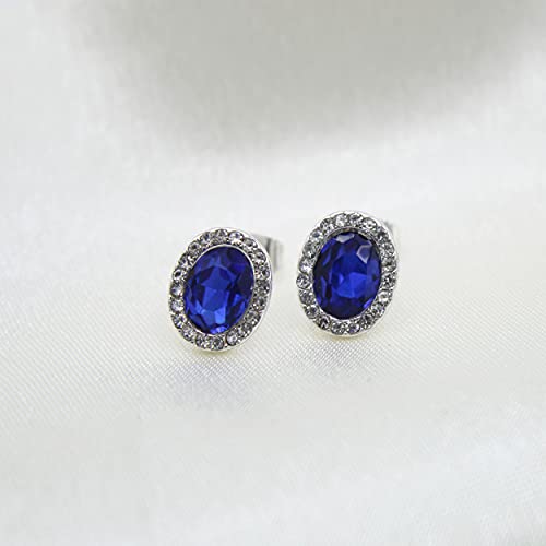 Charm Earrings Hoop set in 925 Sterling Silver for women Open Lotus Flower | Simulated Blue Sapphire | Tiny Lotus | Circle | Climber Crawler - style: Blue Synthetic Sapphire