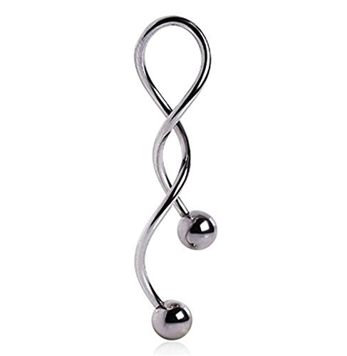 Kiokioa Spiral Twist Navel Ring 316L Surgical Steel Body Piercing Rings14g - color: Silver