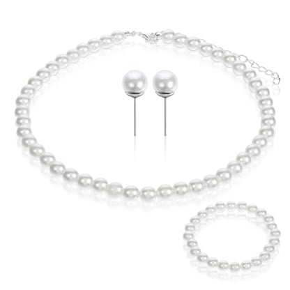 Giantree 3Pcs Pearl Set Jewelry for Women, Pearl Necklace Earring Set Gifts for Grandma for Wedding Birthday (Earring Hook) - color: Style B