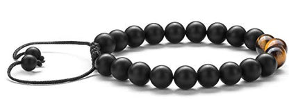 Men Women 8mm Tiger Eye Stone Beads Bracelet - color: Matte Tiger eye-21018