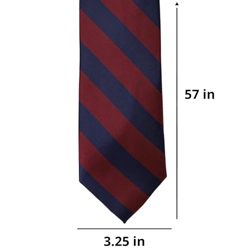 tiemart Men's Striped Tie Standard Length - color: Maroon and Navy