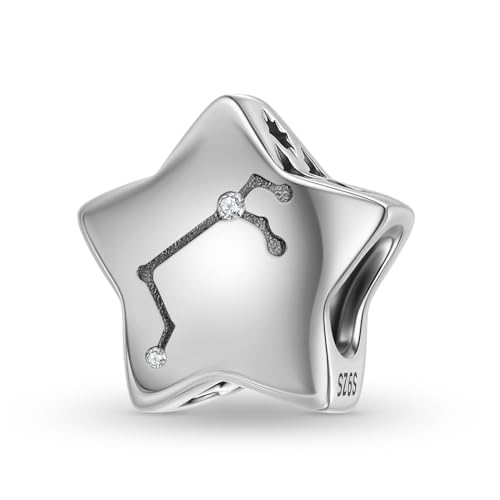 Constellation Charm 925 Sterling Silver Birthstone Bead for Pandora Charms Bracelet-Gift for Anniversary Birthday Christmas Day - color: Aries A