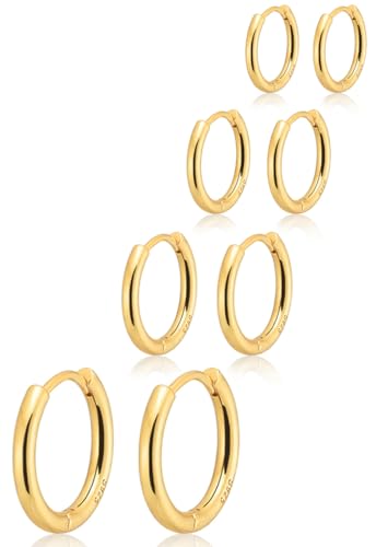 Small Gold Huggie Hoop Earrings Set for Women Men, Hypoallergenic 14K Gold Plated Hoop Earring Cartilage Earrings Stack Sets for Multiple Piercing Jewelry Cute Mini Tiny Lightweight Earrings for Sensitive Ears Everyday - color: Gold, size: 6mm/7mm/8mm/9mm