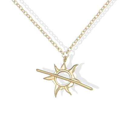 Pendant Necklace for Women, Fashion Jewelry, 14k Gold-Plated Star/Sun/Moon/Heart Set/Necklace Gift for Friends - color: Sun-G