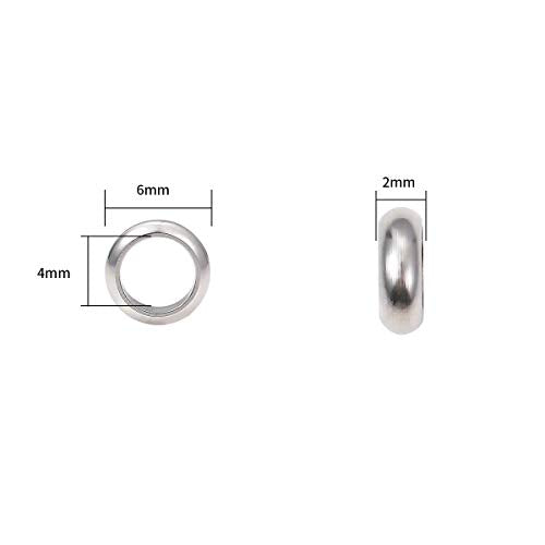 Stainless Steel Spacer Beads 6x2mm Rondelle Loose Charm Caps Beads for DIY Jewelry Making 100pcs with 4mm Hole - color: 6x2mm 4mm