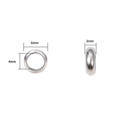 Stainless Steel Spacer Beads 6x2mm Rondelle Loose Charm Caps Beads for DIY Jewelry Making 100pcs with 4mm Hole - color: 6x2mm 4mm
