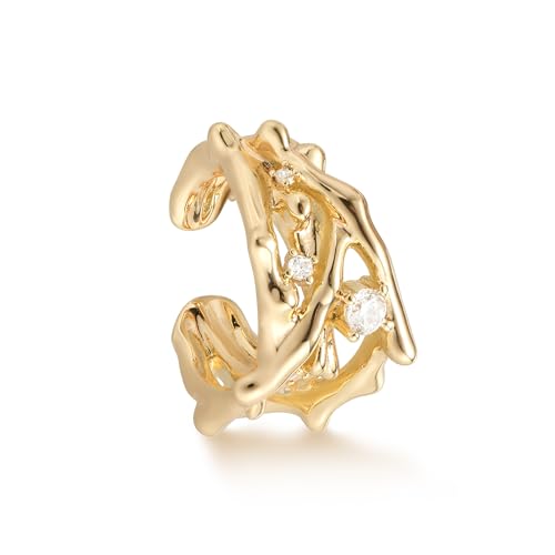 Women Ear Cuff Earring Gold Non Pierced Ear Cartilage Clip on Wrap Hoop 14K Gold Filled Tiny Boho Beach Simple Minimalist Delicate Handmade Hypoallergenic Jewelry Gift-Sold as Single/Pair - style: Vine