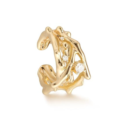 Women Ear Cuff Earring Gold Non Pierced Ear Cartilage Clip on Wrap Hoop 14K Gold Filled Tiny Boho Beach Simple Minimalist Delicate Handmade Hypoallergenic Jewelry Gift-Sold as Single/Pair - style: Vine