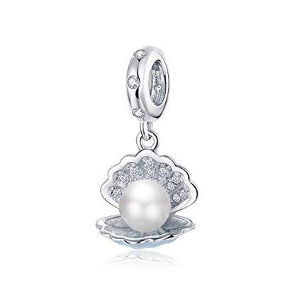 Animal Charms for Bracelets 925 Sterling Silver Bead Charms Bee Butterfly Fox Charm Fits Bracelets and Necklaces Cute Charms for Women - color: White Pearl