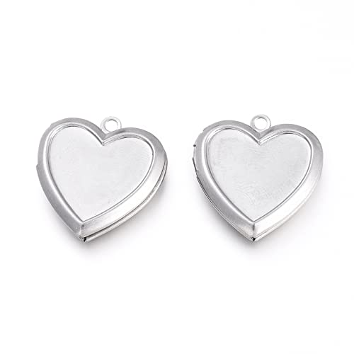 Beadthoven 10pcs Locket Pendants Photo Frame Charms for Necklaces DIY Jewelry Making Personalized Accessories Decoration Supplies - color: Heart-Blank